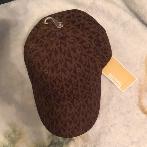 Michael Kors Brown 100% Cotton MK Monogram Adjustable Baseball Cap OS NWT - Picture 14 of 15